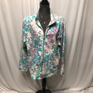 Allison Daley Jacket Womens Size XL Floral Zip Up Sweatshirt Pockets